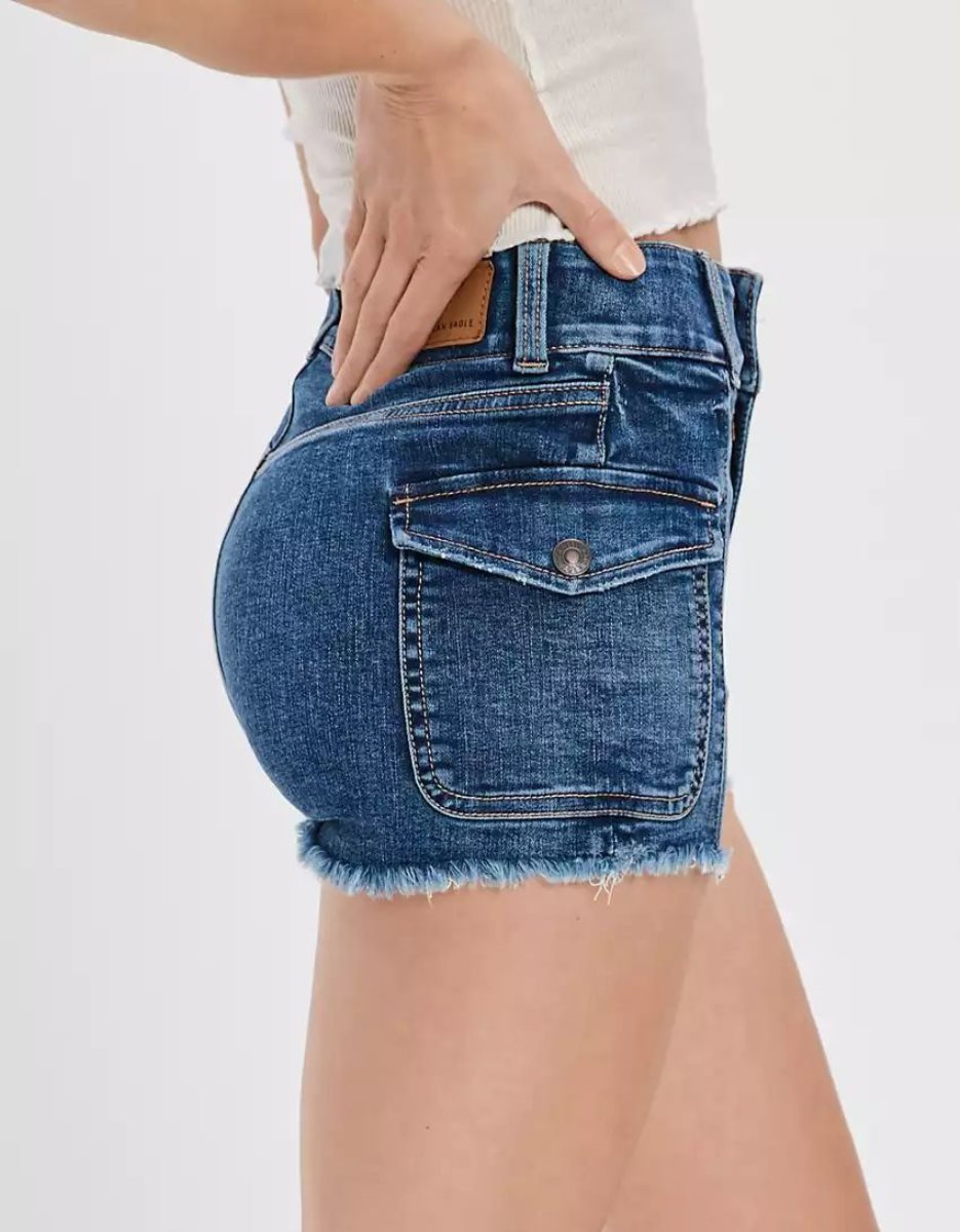 Shorts American Eagle AE Ne(x)t Level Super High-Waisted Denim Indigo Femme | UPX-89992622